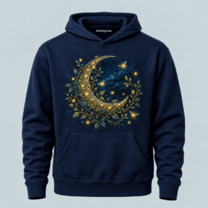 Navy celestial vine moon graphic hoodie