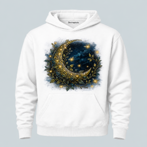 White celestial vine moon graphic hoodie