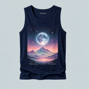 Navy cosmic dreams moon graphic tank top