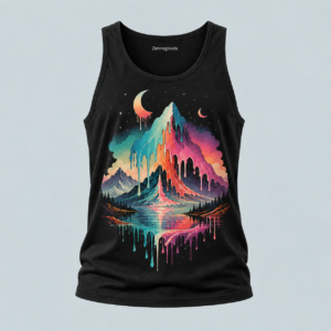 Black drip horizon graphic tank top