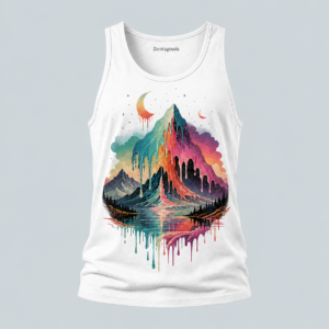 White drip horizon graphic tank top