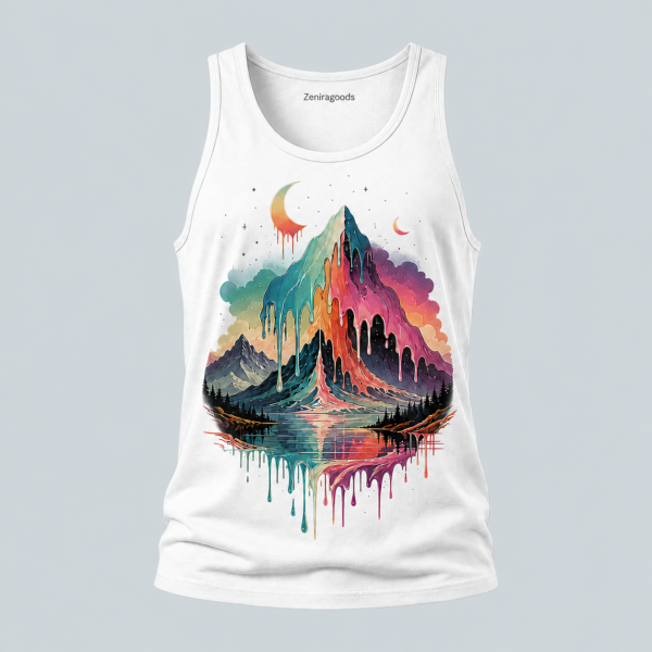 White drip horizon graphic tank top