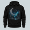 Black mystic moon forest graphic hoodie