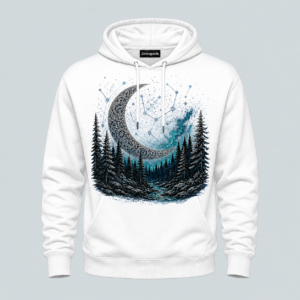 White mystic moon forest graphic hoodie