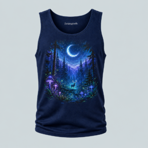 Navy mystic moon forest graphic tank top