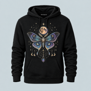 Black mystic moth graphic hoodie