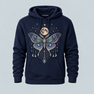 Navy mystic moth graphic hoodie