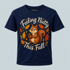 Navy nutty squirrel fall graphic t-shirt