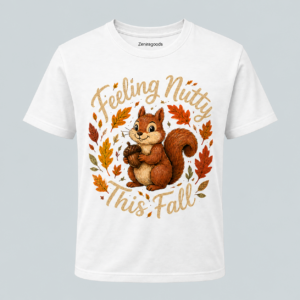 White nutty squirrel fall graphic t-shirt