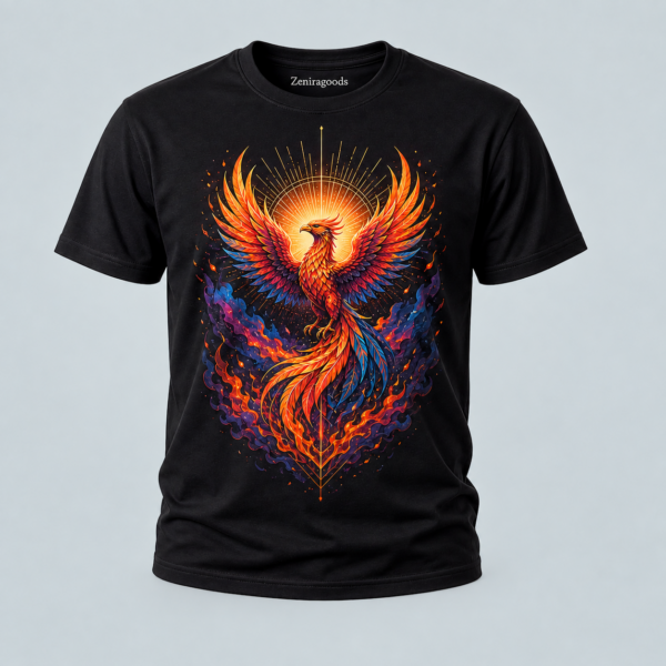 Black phoenix rebirth graphic t-shirt