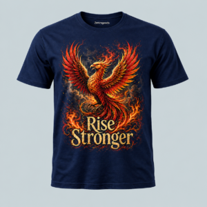 Navy phoenix rising flame graphic t-shirt