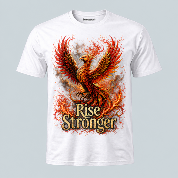 White phoenix rising flame graphic t-shirt
