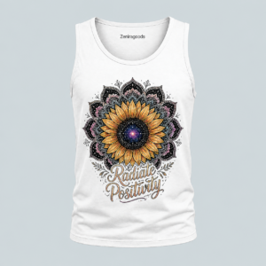 White radiate positivity sunflower graphic tank top