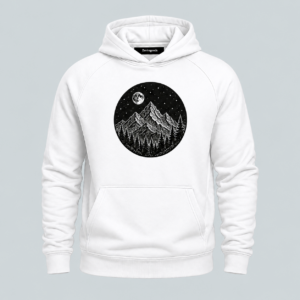White tranquil peaks mountain graphic hoodie